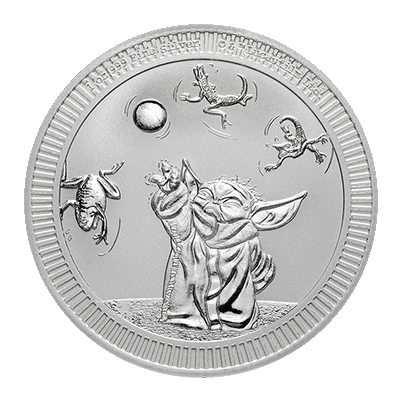 A picture of a Pièce d’argent Bébé Yoda de 1 oz (2024)